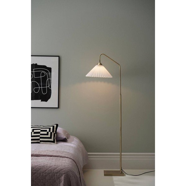 Kremowa/w kolorze mosiądzu tekstylna lampa stojąca z elastyczną konstrukcją (wysokość 155 cm) Kate – Ellos Home-image-1