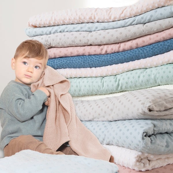 Beżowy bawełniany koc dziecięcy dzianinowy 80x80 cm Frosty Almond – Roba-image-4