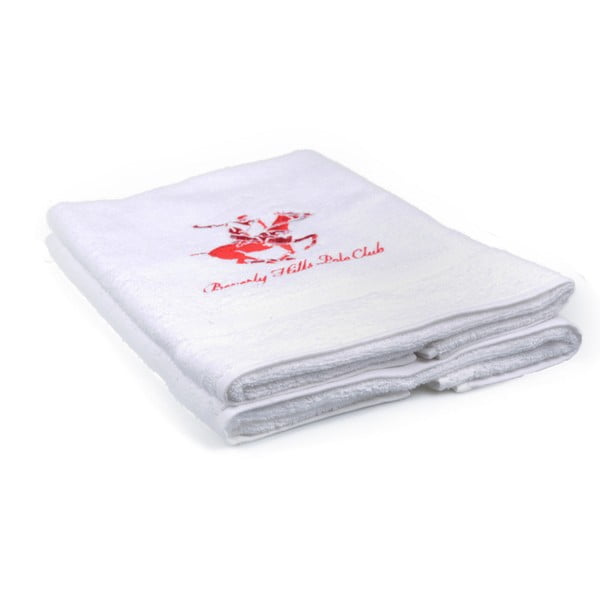 Zestaw 2 białych ręczników Beverly Hills Polo Club Brilliant, 60x110 cm