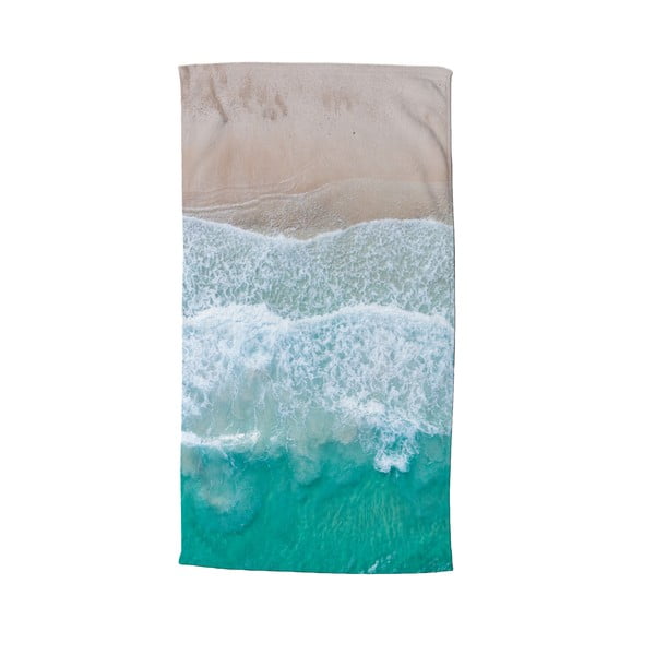 Beżowy/turkusowy ręcznik plażowy 100x180 cm – Good Morning
