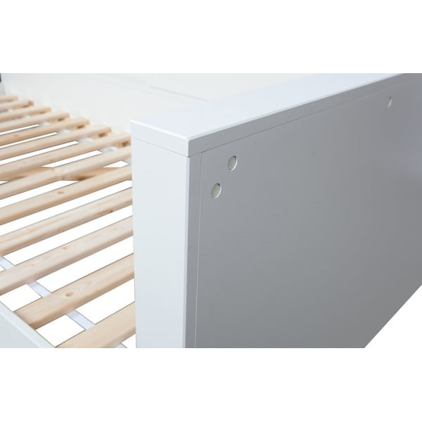 Białe łóżko jednoosobowe z drewna sosnowego WOOOD Connect, 90x200 cm-image-4