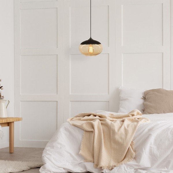 Lampa wisząca w czarno-żółtym kolorze ze szklanym kloszem ø 25 cm Camini – Opviq lights-image-1