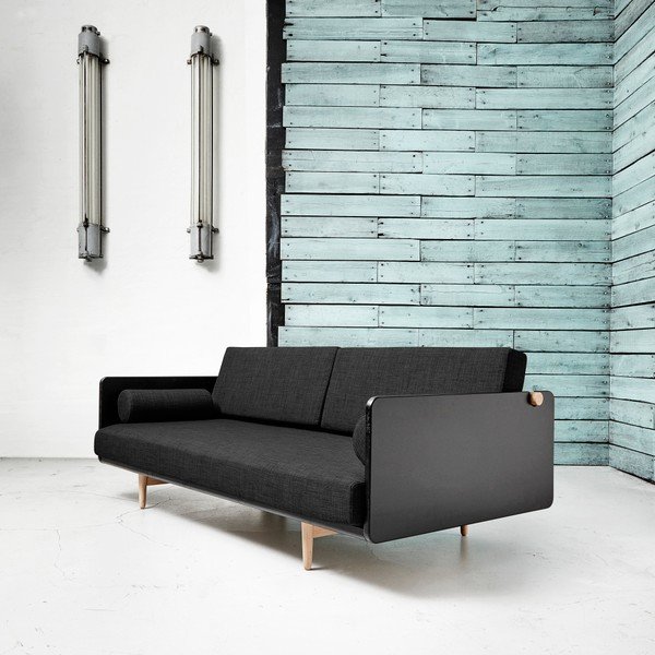 Sofa rozkładana Karup Deva Black/Raw Oak/Dark-image-1