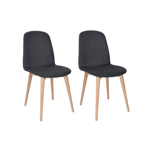 Komplet 2 czarnych krzeseł z nogami z litego drewna dębowego WOOD AND VISION Basic