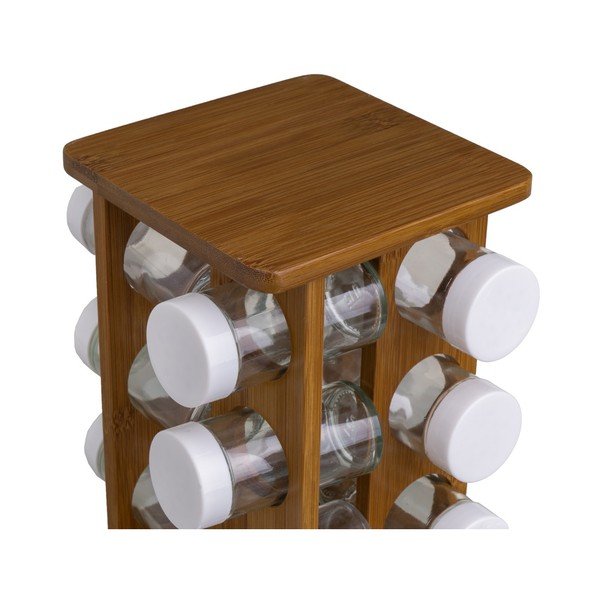 Zestaw pojemników na przyprawy ze stojakiem 12 szt. Bamboo Walnut – Casa Selección-image-4