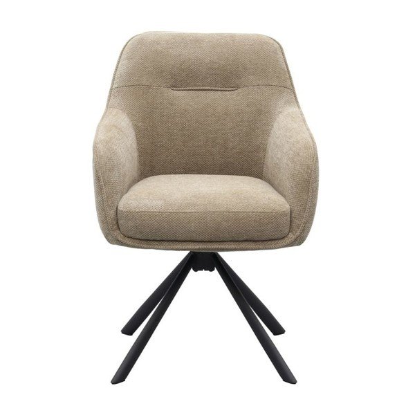 Szarobrązowy tapicerowany fotel jadalniany z podłokietnikami Avola – Unique Furniture-image-1