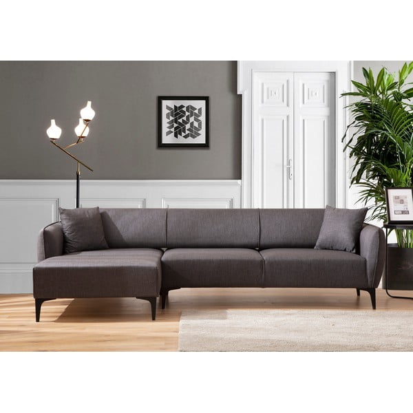 Ciemnoszara sofa narożna Belissimo, narożnik lewy – Balcab Home-image-1