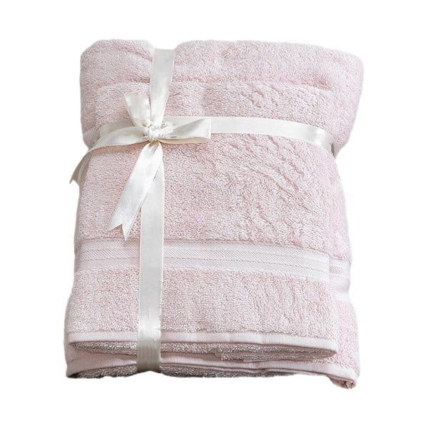 Jasnoróżowe bawełniane ręczniki frotte zestaw 2 szt. – Foutastic