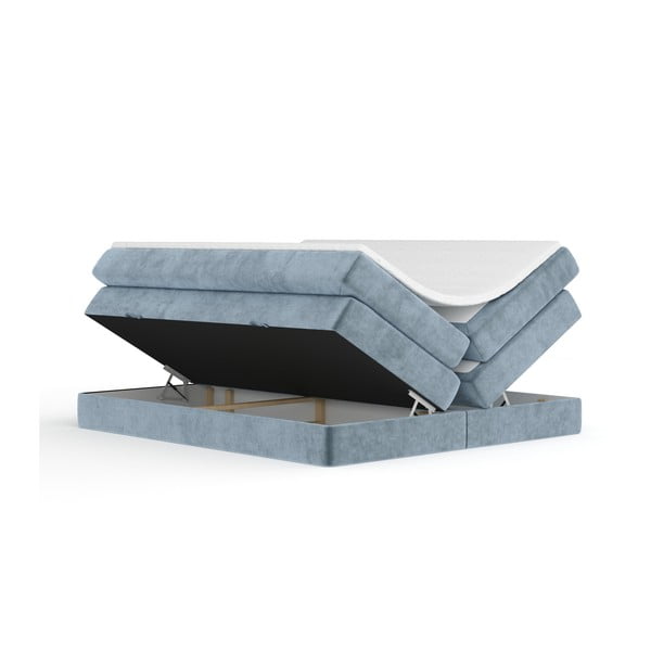 Niebieskie łóżko kontynentalne ze schowkiem bez zagłówka 200x200 cm Juniper – Maison de Rêve-image-3