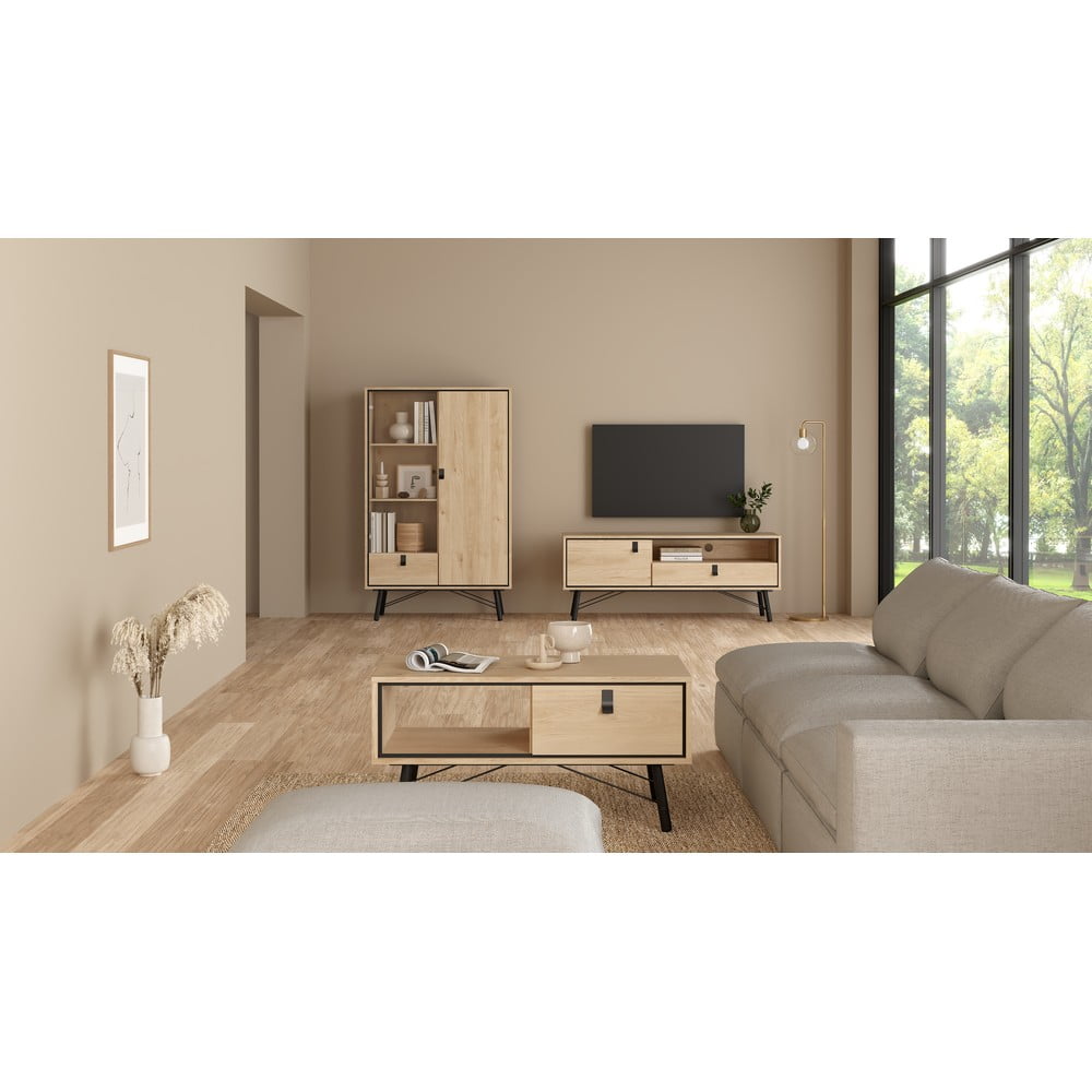 Szafka pod TV w dekorze dębu w naturalnym kolorze 150x60x40 cm Ry – Tvilum (zdjęcie 11)