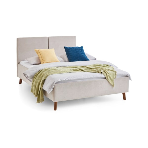 Beżowe tapicerowane łóżko dwuosobowe ze stelażem 140x200 cm Piano – Meise Möbel-image-4