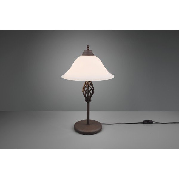Ciemnobrązowa lampa stołowa ze szklanym kloszem (wysokość 50 cm) Rustica – Trio-image-4