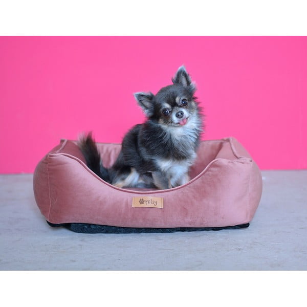 Różowe aksamitne legowisko 55x42 cm Royal – Petsy-image-1