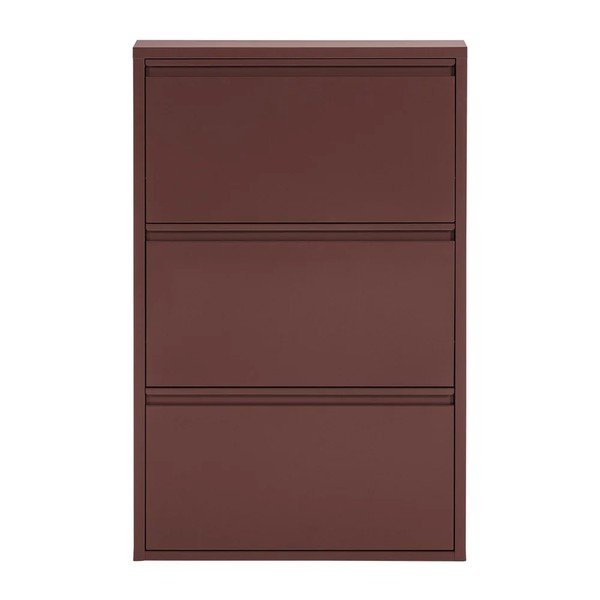 Bordowa metalowa uchylna szafka na buty 66x103x16 cm Sabine – WOOOD-image-3