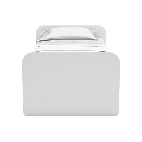 Białe łóżko dziecięce w dekorze sosny z wysuwanym łóżkiem ze schowkiem i stelażem 90x200 cm Esteban – Marckeric-image-1