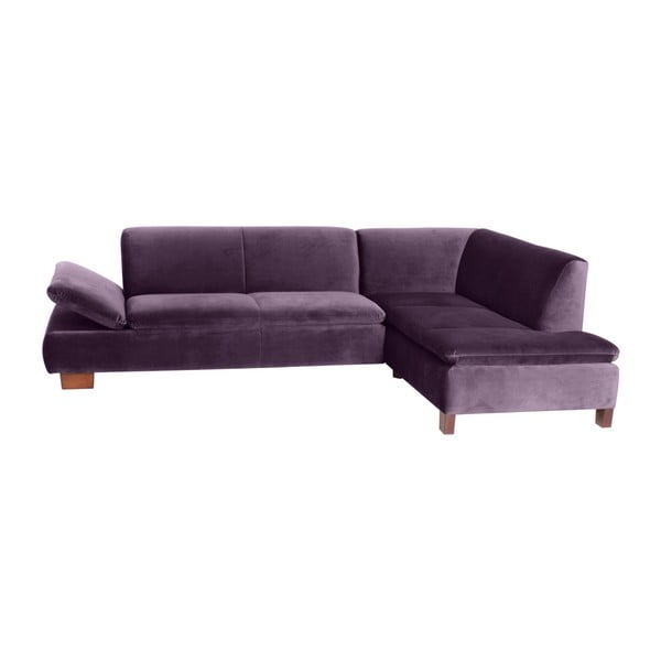 Fioletowa sofa narożna prawostronna z regulowanym podłokietnikiem Max Winzer Terrence Williams