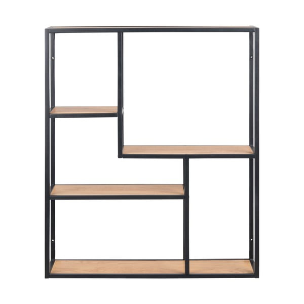 Czarno-naturalny regał ścienny w dekorze dębu 75x91 cm Seaford – Actona