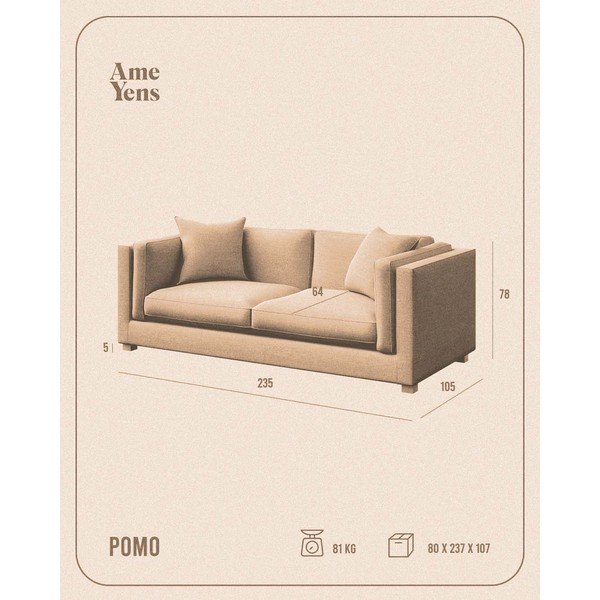Beżowa sofa 235 cm Pomo – Ame Yens-image-4