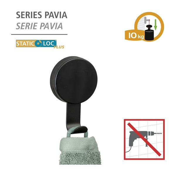 Zestaw 2 czarnych haczyków na ręcznik Wenko Pavia-image-1