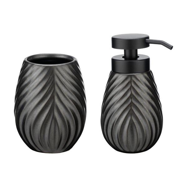 Antracytowy ceramiczny zestaw akcesoriów łazienkowych Idro – Wenko