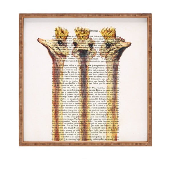 Drewniana taca dekoracyjna Ostriches, 40x40 cm