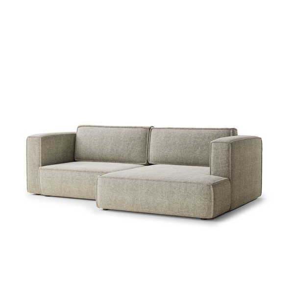 Beżowy rozkładany/ze schowkiem narożnik z tkaniny szenilowej (prawostronny/z szezlongiem) Velto – Maison de Rêve