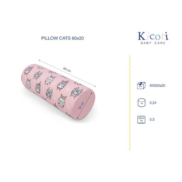 Różowa poduszka z motywem sówek KICOTI, 15x40 cm-image-1