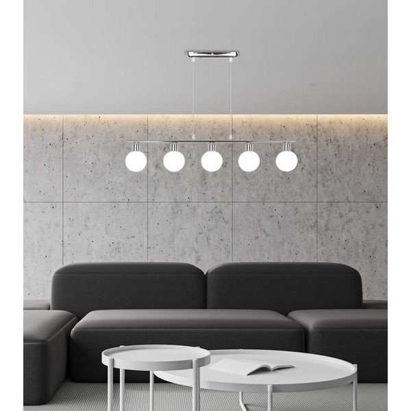 Lampa wisząca w kolorze srebra ze szklanym kloszem 10x82 cm Oden – Candellux Lighting-image-1