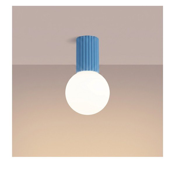 Jasnoniebieska lampa sufitowa z opalowego szkła ø 12 cm Orbital – Sollux-image-3
