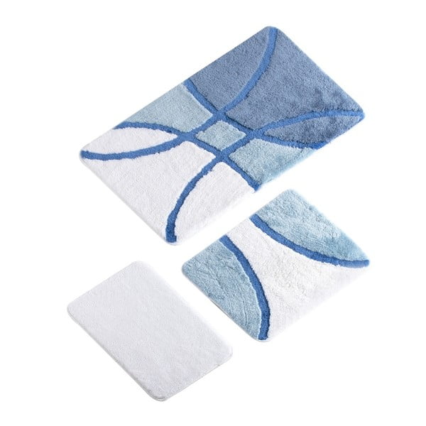 Zestaw 3 niebieskich dywaników łazienkowych Vega Bath Mat Lussido