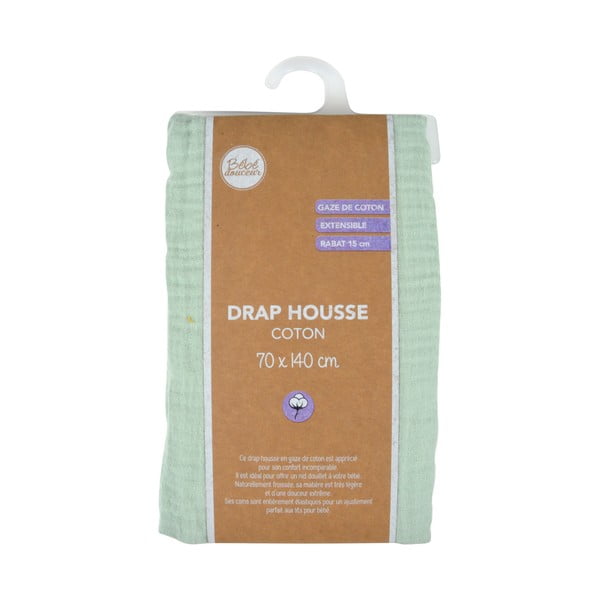 Muślinowe prześcieradło dziecięce do łóżeczka z gumką 70x140 cm – Bébé Douceur-image-4