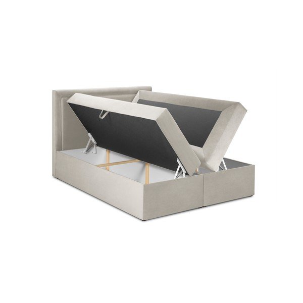 Beżowe łóżko boxspring ze schowkiem 180x200 cm Yucca – Mazzini Beds-image-4