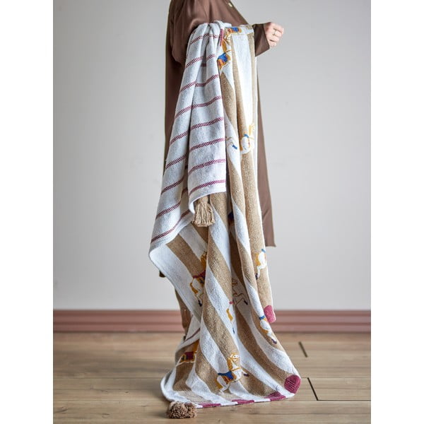 Biało-brązowy koc 130x160 cm Merry-go-round – Bloomingville-image-1