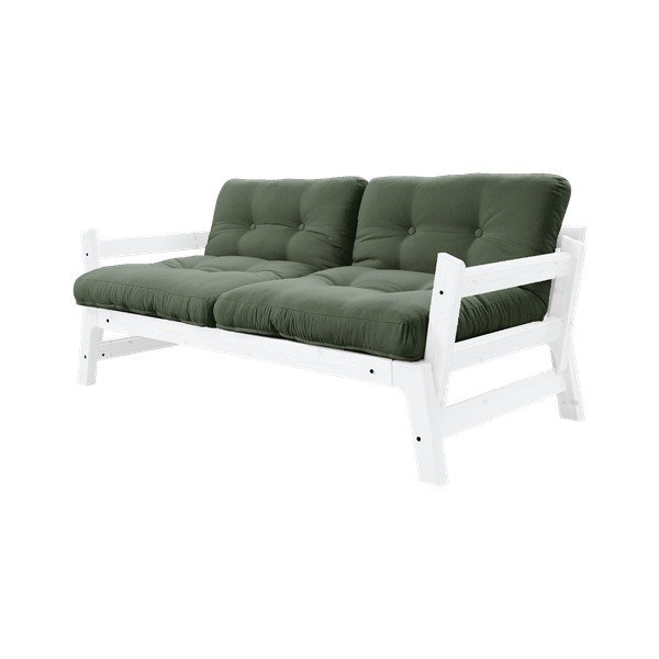 Sofa rozkładana z zielonym pokryciem Karup Design Step White/Olive Green-image-1