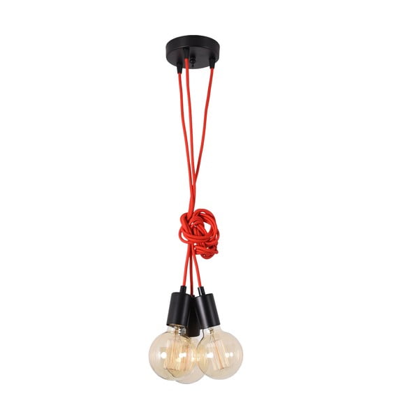 Czerwona lampa wisząca z 3 żarówkami Filament Style Spider