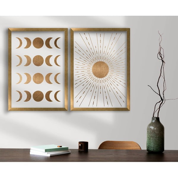 Obrazy zestaw 2 szt. 38x53 cm Moon & Sun – Wallity-image-1