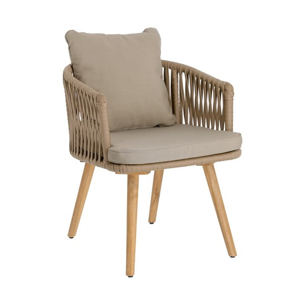 Krzesło ogrodowe z drewna akacji z beżowym obiciem Kave Home Hemilce