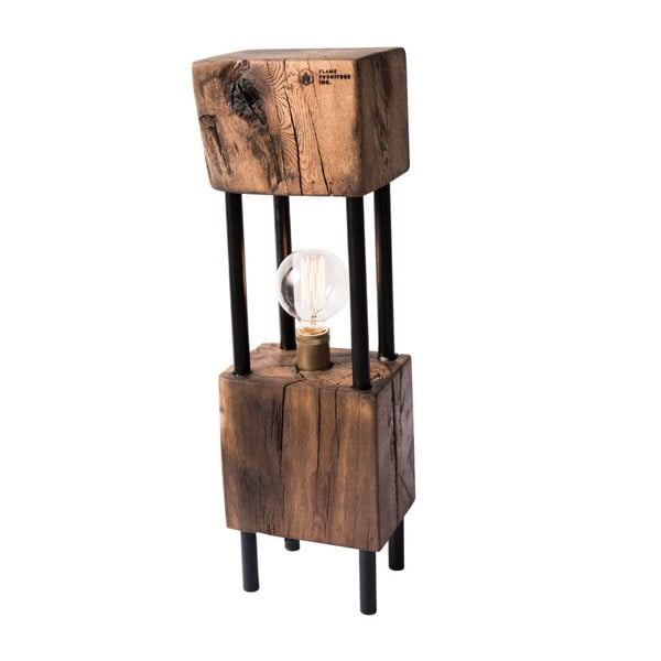 Lampa stołowa z drewna dębowego z recyklingu FLAME furniture Inc. Monolit