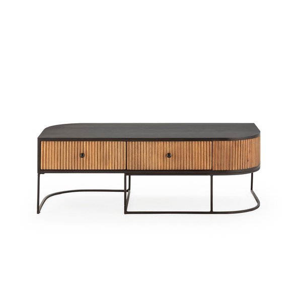 Stolik z litego drewna mango w naturalnym kolorze 60x120 cm Curve – MOME-image-2