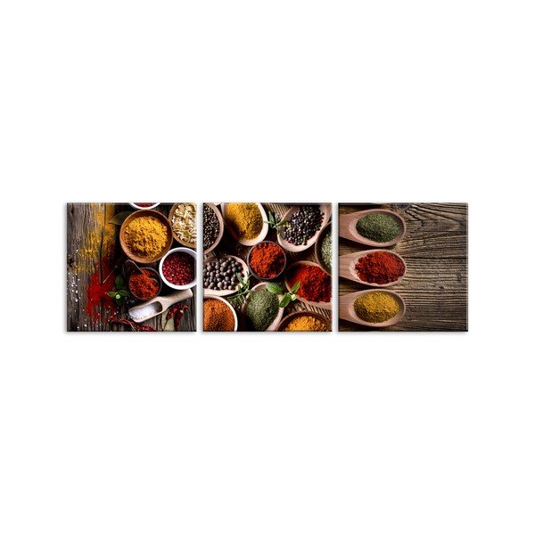 Zestaw 3 obrazów Styler Glasspik Set Spices Tres