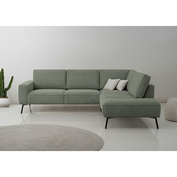 Zielony narożnik z tkaniny szenilowej (prawostronny/w kształcie litery L) Amsterdam – Scandic-image-1