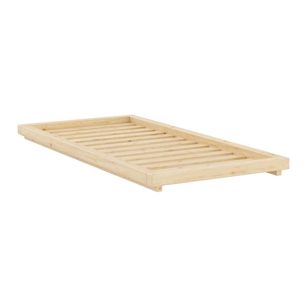 Łóżko jednoosobowe z litego drewna sosnowego bez zagłówka ze stelażem 90x200 cm w naturalnym kolorze Dock – Karup