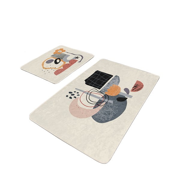 Beżowe aksamitne dywaniki łazienkowe zestaw 2 szt. 60x100 cm – Mila Home