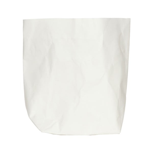 Biała osłonka na doniczkę z papieru zmywalnego Furniteam Plant, wys. 30 cm