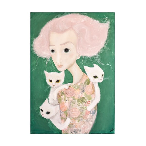 Autorski plakat Lény Brauner Panna z kotami, 44x60 cm
