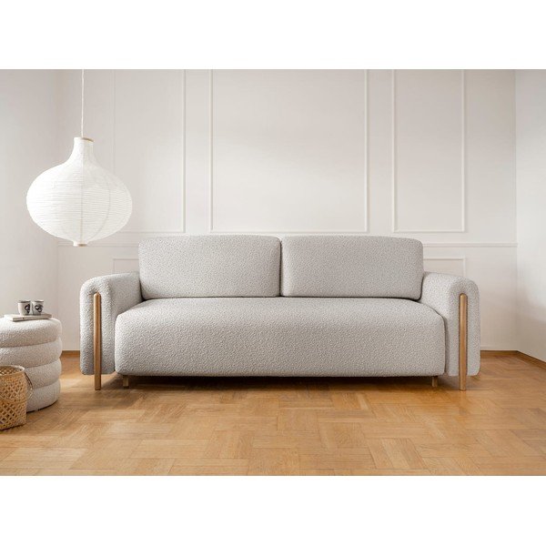 Szarobeżowa rozkładana/ze schowkiem sofa z materiału bouclé 244 cm Arcadova – ELTAP-image-1