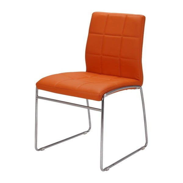 Pomarańczowe krzesło z chromowanymi nogami Aemely