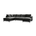 Ciemnoszara aksamitna rozkładana sofa w kształcie litery "U" Miuform Lofty Lilly, lewostronna