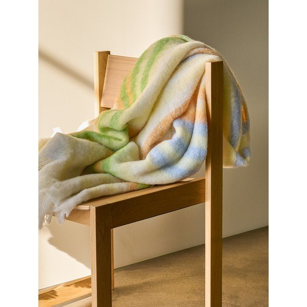 Żółto-zielony koc z mieszanki wełny 140x200 cm Loom – Hübsch-image-1