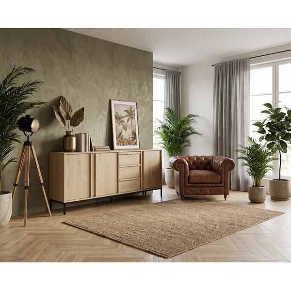 Komoda w dekorze dębu w naturalnym kolorze 180x80x40 cm Luc – Marckeric-image-1